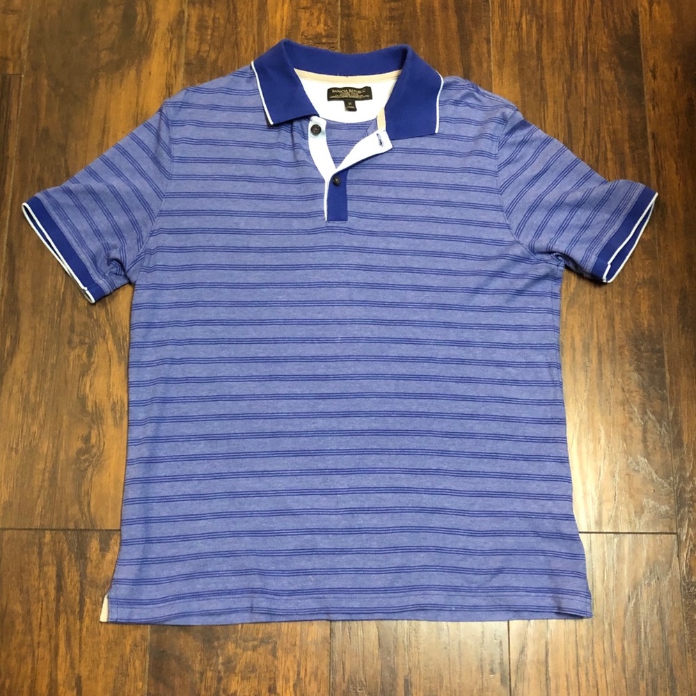 Banana Republic Blue Striped Polo Size M